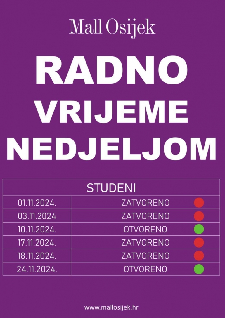 Radno vrijeme studeni 2024.